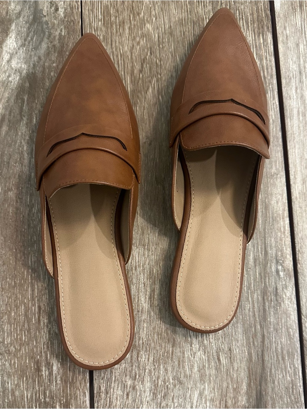 Women's Slip-OnPointy-toe Penny Loafer Mules in Brown, NWOB, Size 9 - Picture 7 of 8